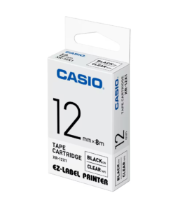 Casio XR-12X1 Label Tape 12mm Black on Clear
