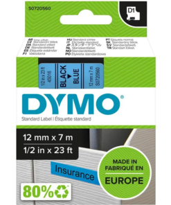 Dymo 12mm Black on Blue Label Tape 45016 (S0720560)
