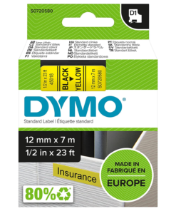 Dymo 12mm Black on Yellow Label Tape 45018 (S0720580)