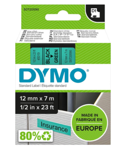 Dymo 12mm Black On Green Label Tape 45019 (S0720590)