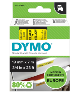 Dymo 19mm Black on Yellow Label Tape 45808 (S0720880)