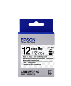 Epson LK-4TBN Black/Transparent 12mm Label Tape