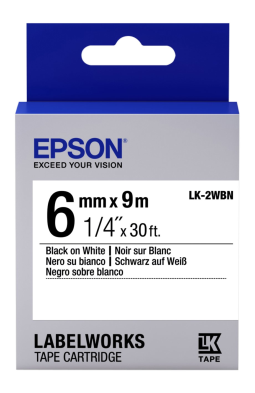 Epson LK-2WBN Black/White 6mm Label Tape